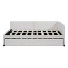 Full Size Upholstered Daybed with Trundle Sofa Bed Frame No Box Spring Needed Linen Fabric(Beige) - 2 of 4