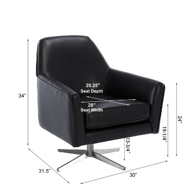 Phoenix Black Leather Gel Modern Swivel Barrel Accent Chair