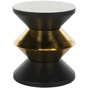 Azizi Stone Top Side Table - Black/Gold - Safavieh - 1 of 4