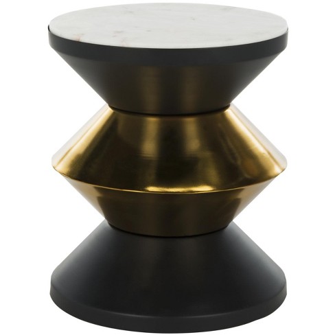 Azizi Stone Top Side Table - Black/Gold - Safavieh - image 1 of 4