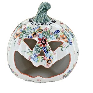 Blue Rose Polish Pottery 653 Vena Pumpkin Luminary - 1 of 2