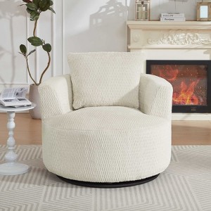 AENKYO 360 degrees 40-inch Round Chair , Deep Seat Modern Compressible Lounge Chair with Pocket Spring Support for Living Room & Office - 1 of 4