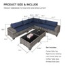 FIONECA Deluxe 7-Piece Patio Furniture Set ¨C Gray Rattan Outdoor Conversation Set with Blue Cushions & 2 Tables - 3 of 4