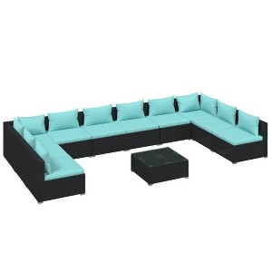 vidaXL Garden Lounge Set Black and Water Blue - 1 of 4