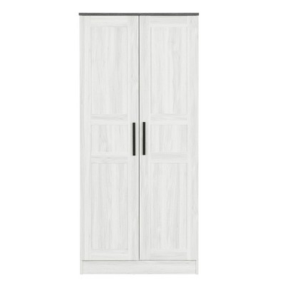 Vynxaria 2-Door Wooden Wardrobe Armoire with LED Lighting and 4 Storage Shelves - Stylish Brown Storage for Your Bedroom