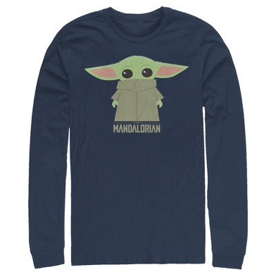 Men's Star Wars The Mandalorian The Child Cartoon Shy Long Sleeve Shirt