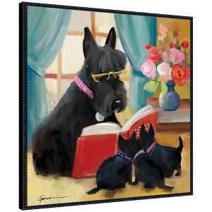 Kate & Laurel All Things Decor 30"x30" Sylvie Story Hour Framed Canvas by Mary Sparrow Beaded Black - 1 of 4
