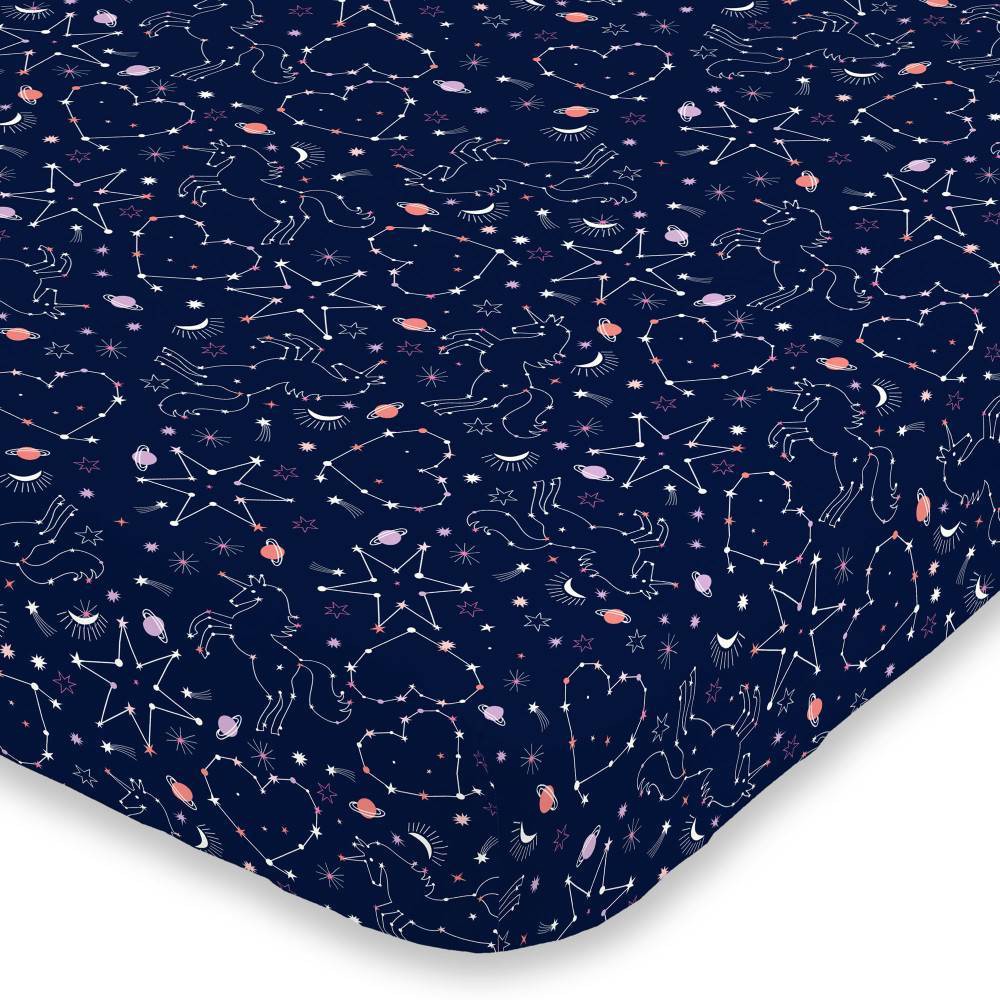 Photos - Bed Linen NoJo Celestial Unicorn Crib Sheet: Microfiber, Fits 8" Mattress, 200 Thread Count