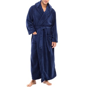 ADR Men's Robe, Plush Fleece Hooded Bathrobe Man, Long Warm Cozy Bath Robe Man - 1 of 4