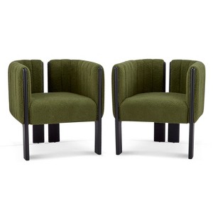 ORRD Modern Dining Chairs Set of 2 (Beige Fabric, Natural Rubber Wood, 225lbs) - 1 of 4