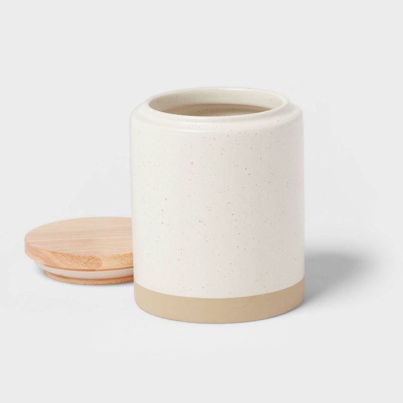 Small Camwood Collection Stoneware Canister With Wood Lid Cream - Threshold&#8482;, 4 of 5