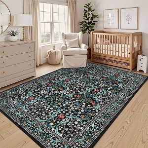 Floral Area Rugs for Living Room Bedroom Indoor Soft Low Pile Non-Slip Rug Farmhouse Rug Home Decor - 1 of 4