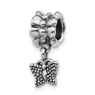 Black Bow Jewelry Antiqued Sterling Silver Butterfly Dangle Bead Charm