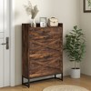 HOMCOM Slim Shoe Cabinet, Industrial Entryway Shoe Storage Cabinet with 2 Flip Drawers, Adjustable Shelves, Top Drawer for 12 Pairs - 2 of 4