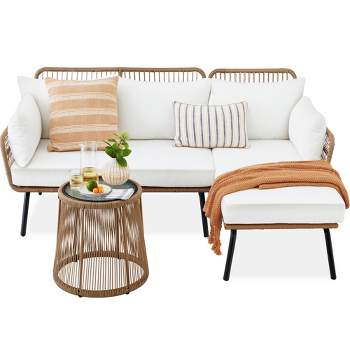 Best Choice Products Outdoor Woven Rope Sectional Patio Furniture, L-Shaped Conversation Set w/ Table