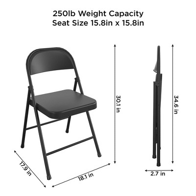 Black Metal Armless Folding Chair Set