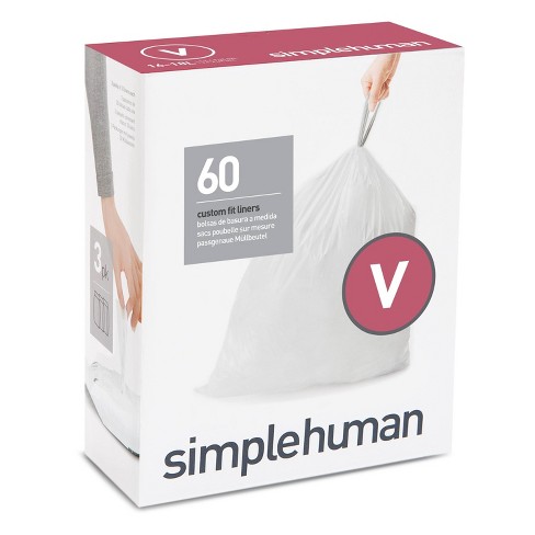 Simplehuman 16-18l 60ct Code V Custom Fit Trash Bags Liner White : Target