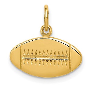 Black Bow Jewelry 14k Yellow Gold Flat Football Charm or Pendant, 16mm (5/8 inch) - 1 of 4