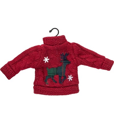 Northlight 4.5" Red Sweater with Plaid Reindeer Christmas Ornament