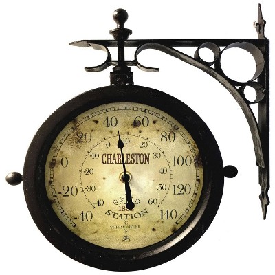 Charleston 12" Dual-Faced Brown Metal Wall Clock