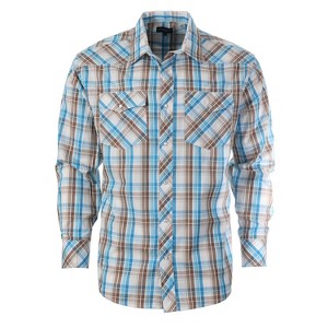 Gioberti Men's Western Plaid Long Sleeve Shirt with Pearl Snap-on - 1 of 2