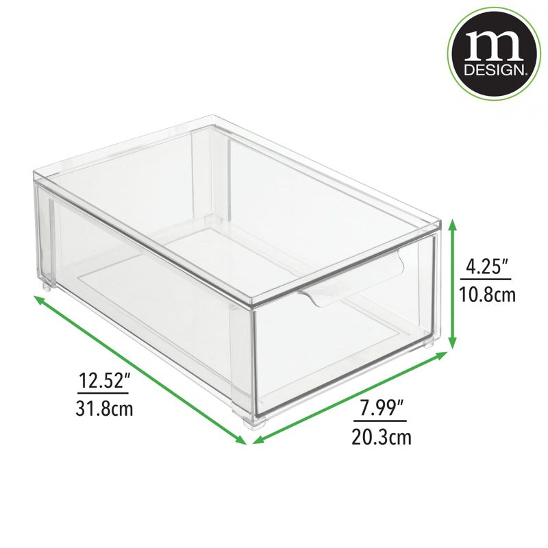 mDesign Plastic Stackable Bathroom Storage Organizer with Drawer, 3 of 8