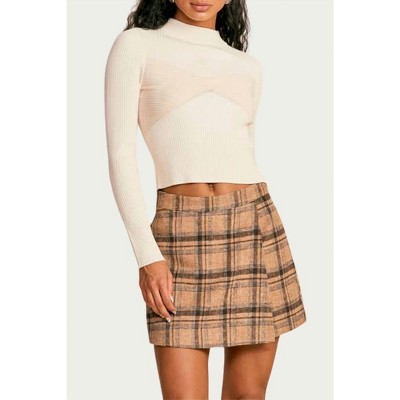 Women's CORSET RIBBED-KNIT MOCK NECK TOP - LUSH