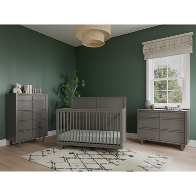 Child Craft Surrey Hill Crib, Dresser and Chest Nursery Set, 3-Piece, Includes 4-in-1 Convertible Crib, Dresser, and Chest (Lunar Gray)
