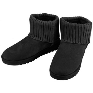 NPolar Women Lady Snow Boots Suede Mid-Calf Boot w/ Anti-slip Rubber Base Knitting Design - 1 of 4