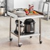 VEVOR Stainless Steel Work Table, 24 x 28 x 30 Inch Commercial Food Prep Worktable with 4 Wheels,Casters,3-Sided Backsplash HeavyDuty Prep Worktable - 2 of 4