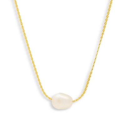 EVRY JEWELS WATERPROOF Gold or Silver Plated Stainless Steel Pearl Pendant Necklace