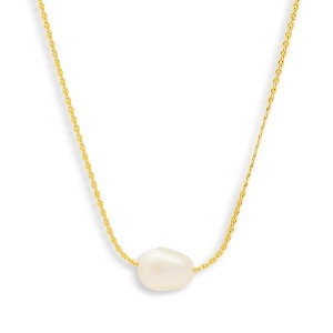 EVRY JEWELS WATERPROOF Gold or Silver Plated Stainless Steel Pearl Pendant Necklace - 1 of 1