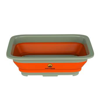 Collapsible Multiuse Wash Bin- Portable Wash Basin/Dish Tub/Ice Bucket with 10 L Capacity for Camping Tailgating More by Wakeman Outdoors (Orange)