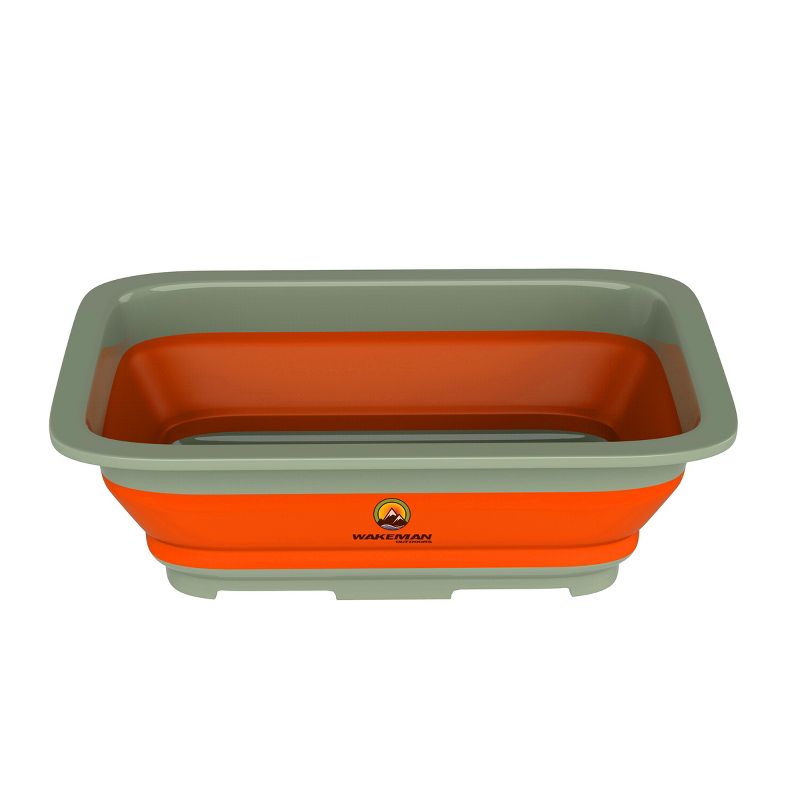 Collapsible Multiuse Wash Bin- Portable Wash Basin/Dish Tub/Ice Bucket with 10 L Capacity for Camping Tailgating More by Wakeman Outdoors (Orange), 1 of 9