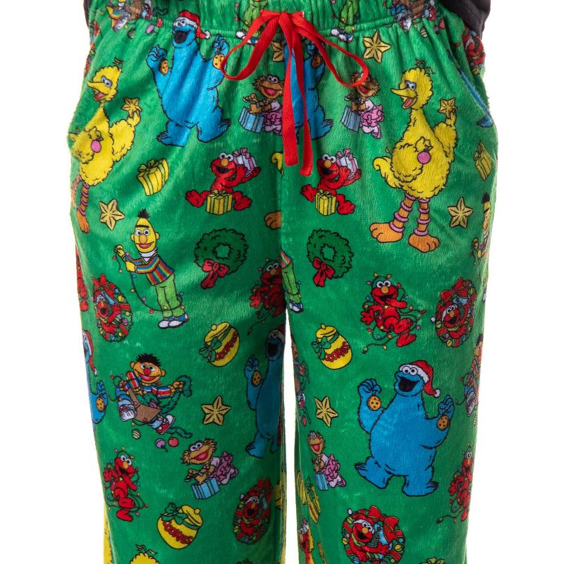 Sesame Street Women's Christmas Elmo Cookie Monster Sleep Pajama Pants Green, 3 of 5