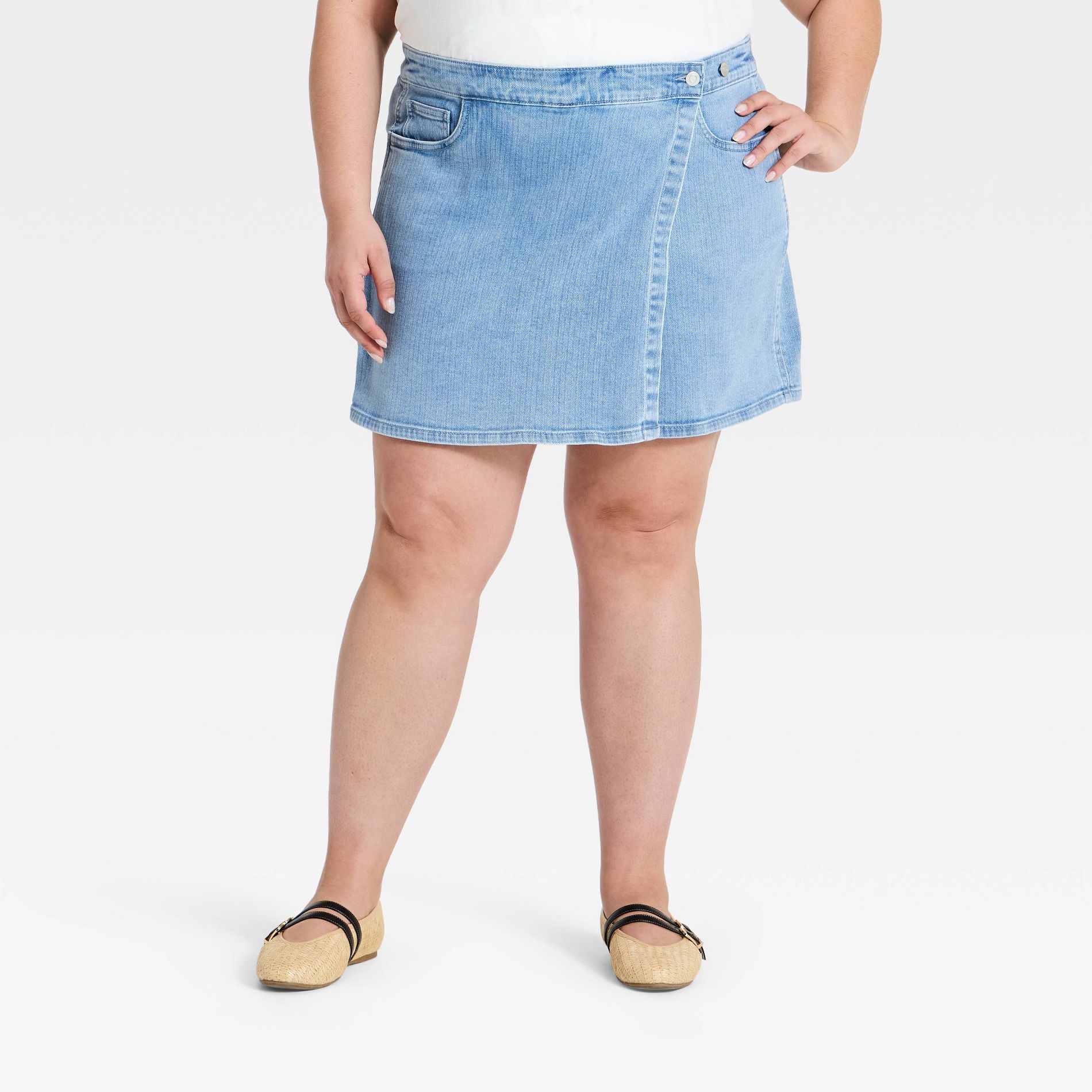Women's Short Jean Skort - Ava & Viv™ Light Wash
