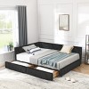 Full Size Mid-Century Upholstered Daybed with Storage Drawers,Velvet Sofa Bed Frame for Bedroom or Living Room-LAOTIES - 2 of 4