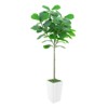 Artificial Fiddle Leaf Fig Tree, Faux Fiddle Leaf Fig Tree with Tall White Planter - 3 of 4