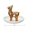 Storied Home Decorative Stoneware Dish with Deer and Reactive Glaze, White and Brown - 2 of 3