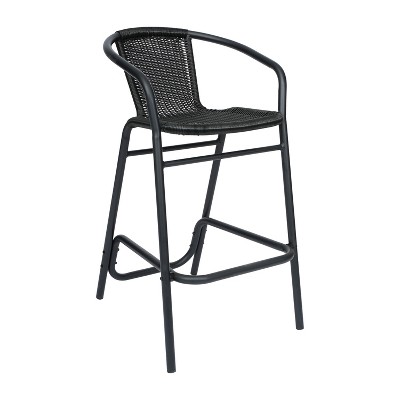 Emma and Oliver Set of Two Indoor/Outdoor Restaurant Style Rattan Barstools