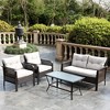 Heynemo 4 Pieces Patio Furniture Set, Outdoor Rattan Chair Wicker Conversation Sets with Cushions and Glass Coffee Table - 3 of 4