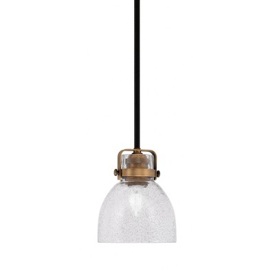 Toltec Lighting Easton 1 - Light Pendant in  Matte Black/Brass with 6" Smoke Bubble Shade