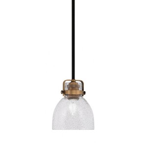 Toltec Lighting Easton 1 - Light Pendant in  Matte Black/Brass with 6" Smoke Bubble Shade - 1 of 1