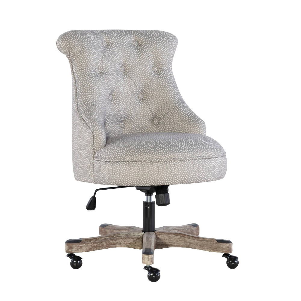 Photos - Computer Chair Linon Sinclair Traditional Tufted Wood Base Swivel Office Chair Gray Wash Wood B 