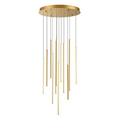 LLHZSY 12-Light Dimmable Integrated LED Chandelier Linear Kitchen Island Light-Gold