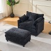 39.4" Chenille Accent Chair with Ottoman, Modern Oversized Lounge Armchair for Living Room or Bedroom-3irtyhousy - 3 of 4