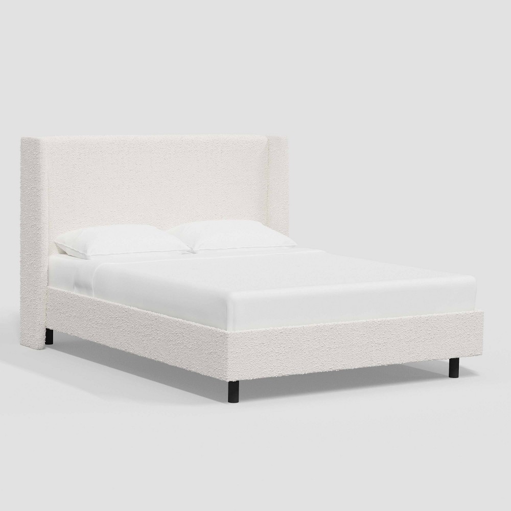 Photos - Bed Twin Antwerp Wingback Platform  in White Boucle - Threshold™: Pine Fram