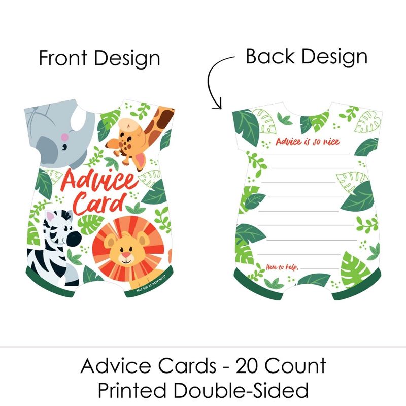 Big Dot of Happiness Jungle Party Animals - Baby Bodysuit Wish Card Safari Zoo Animal Baby Shower Activities - Shaped Advice Cards Game - Set of 20, 3 of 6