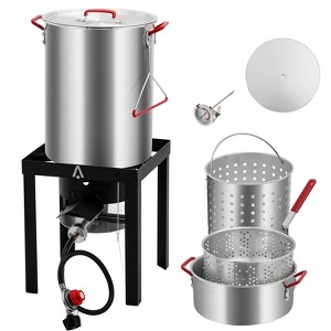 30Qt Turkey Fryer Outdoor Deep Fryer Seafood Boiler Steamer, 0-5 PSI Regulator, Fish Fryer Pot with Injector Thermometer Kit - 1 of 4