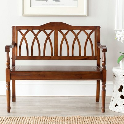 Benjamin Dark Teak Pine Wood Gothic Bench